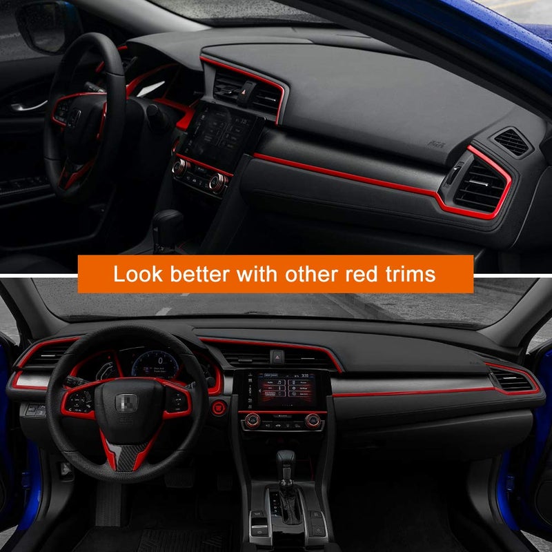 Thenice 10th Gen Civic 2pcs Center Consoles Stickers Air Vent Trims Dash Board Panel Strips Decals Compatible with Honda Civic 2021 2020 2019 2018 2017 2016 -Red - Image 5